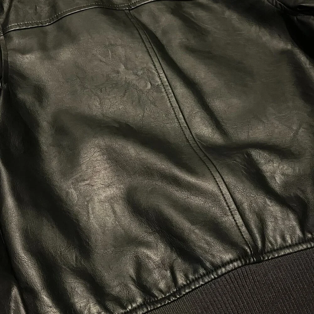 A New Day Black Faux Leather Raylon Bomber Jacket Size XS - Picture 4 of 6